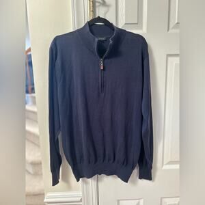 Turtleson Navy Pima Cotton Quarter Zip Sweater